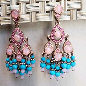 Joan Rivers pink opal chandelier earrings